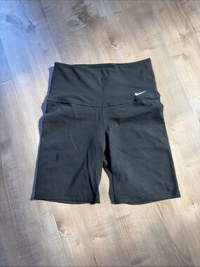 Nike Black High-Rise Bike Shorts with White Swoosh